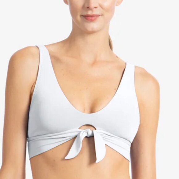 NWT Robin Piccone Women's Ava Knot Bikini Top in White Size Medium - Picture 3 of 6